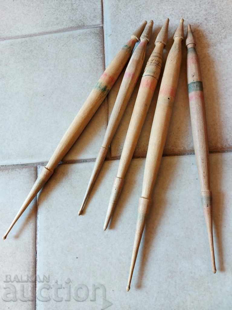 LOT OLD AUTHENTIC SPINDLES SPINDLE YARN HURKA STAN DARAK