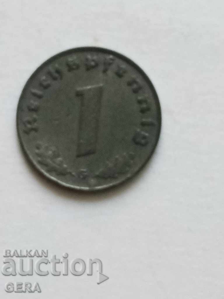 Монета 1 пфени Германия