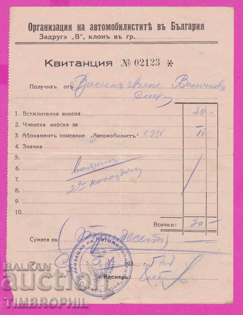 265397/1935 Sofia Organization of motorists in Bulgaria