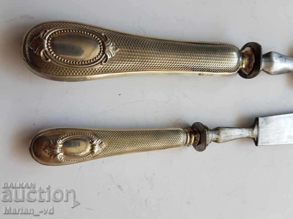 Silver old fork and barbecue spatula with price 150.00 BGN | € 76.69