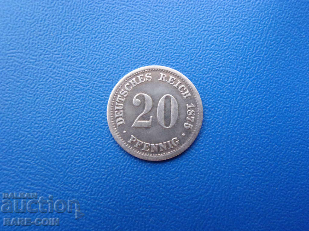 RS (31) Germany 20 Pfennig 1875 D Rare