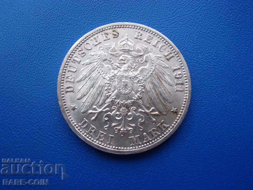RS (31) Γερμανία Βυρτεμβέργη 3 Mark 1911 F Rare με τιμή € 33.23 | 64.99 BGN
