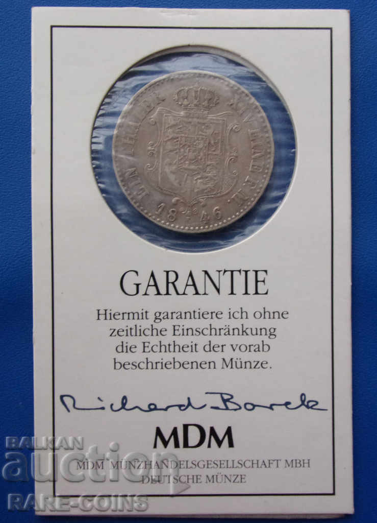 Δημοπρασία Γερμανία Αννόβερο 1 Thaler 1846 Σπάνιο πρωτότυπο