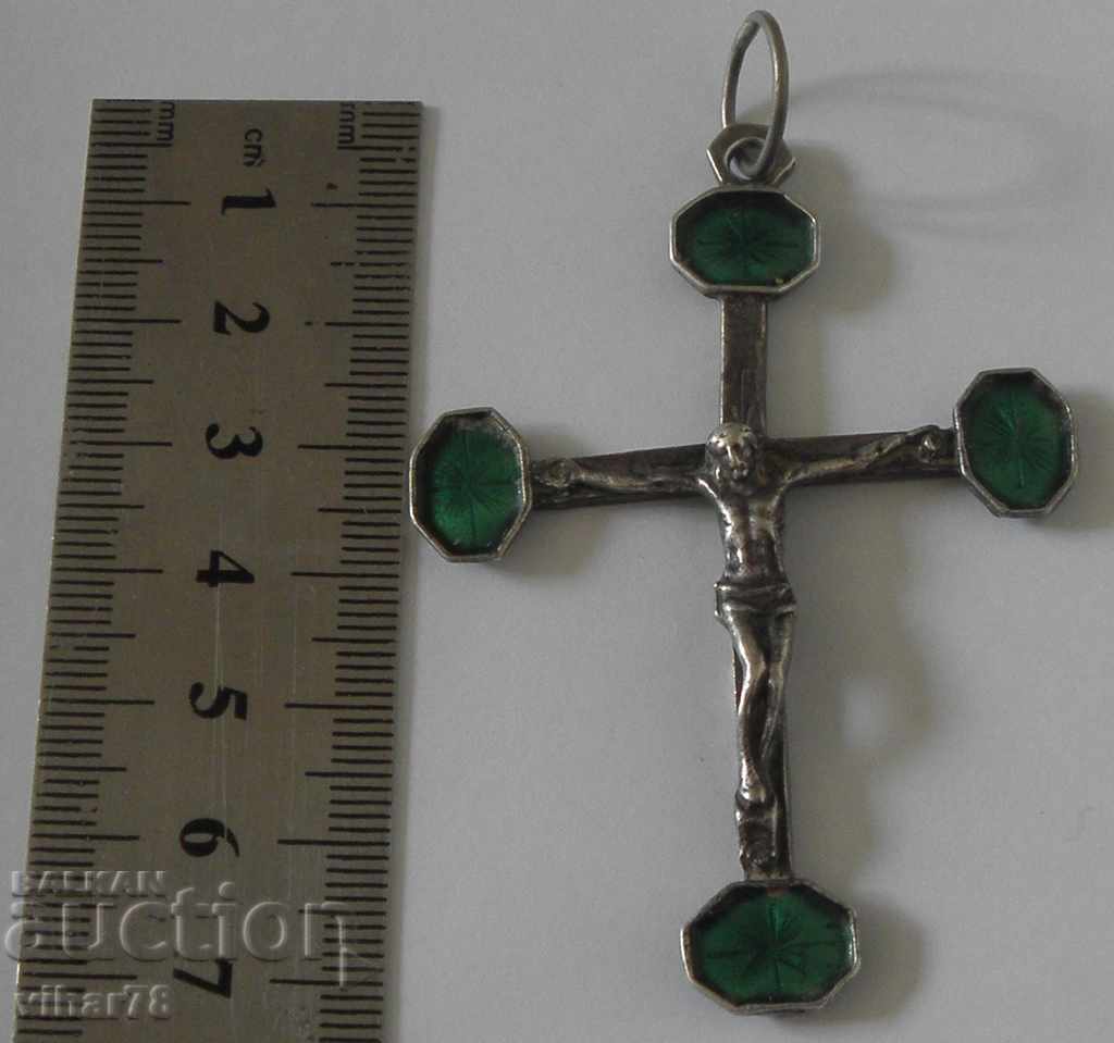 Auction VERY BEAUTIFUL ENAMELED SILVER CROSS Auction VERY BEAUTIFUL ENAMELED SILVER CROSS