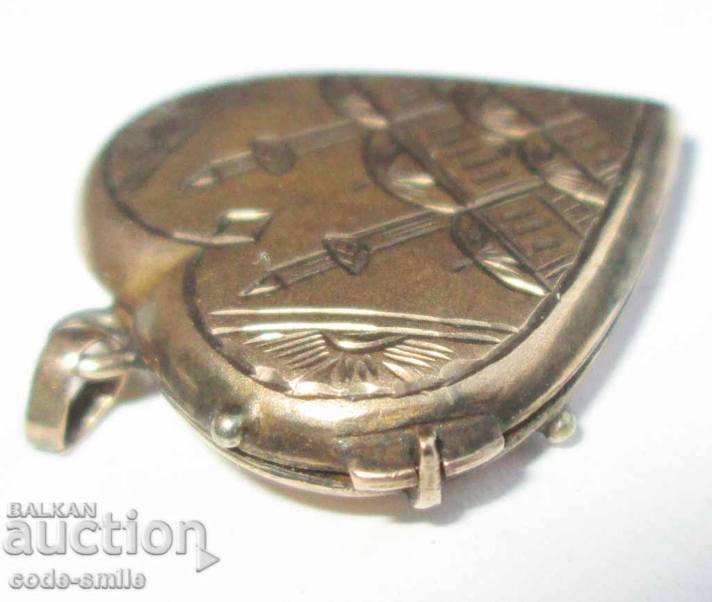 Pandantiv inimă de medalion vintage cu minarete de moschee din secolul al XIX-lea - 5