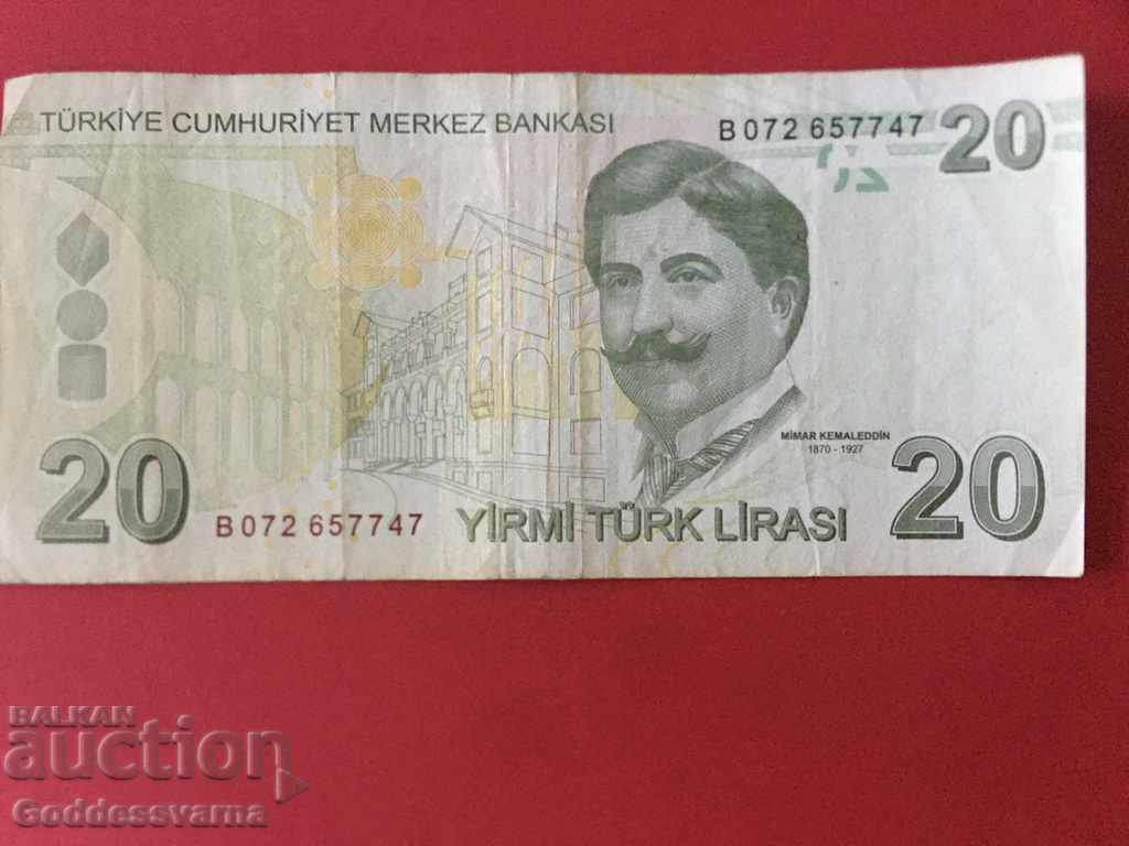 Turkey 20 Lirasi 1970 (2009) Pick 224a Ref 7447 with price 12.00 BGN | € 6.14 Turkey 20 Lirasi 1970 (2009) Pick 224a Ref 7447 with price 12.00 BGN | € 6.14