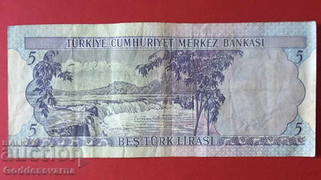 Turkey 5 Lirasi 1970 Pick 217 Ref 0502 Low Number 000502 with price 3.00 BGN | € 1.53 Turkey 5 Lirasi 1970 Pick 217 Ref 0502 Low Number 000502 with price 3.00 BGN | € 1.53