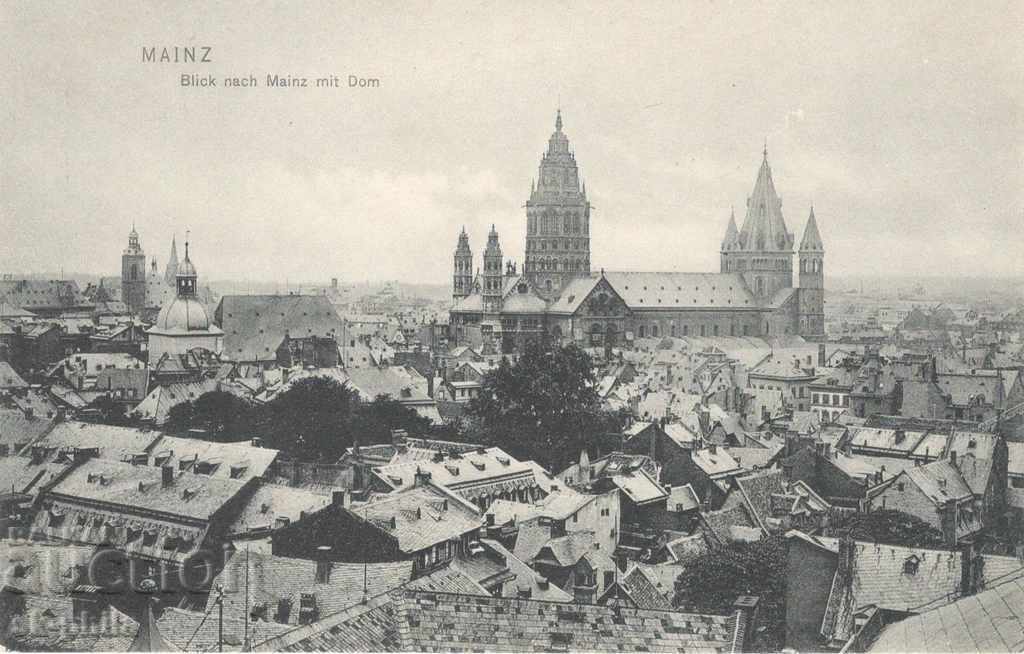 Old postcard - Mainz, View of the cathedral