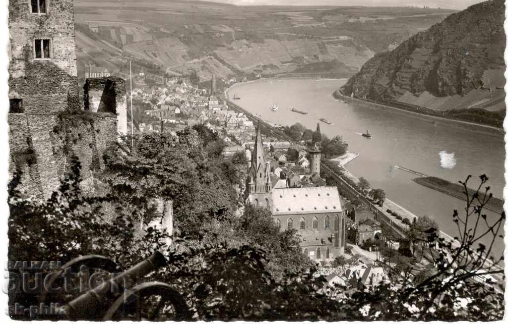 Old postcard - Oberwesel on the Rhine, General view