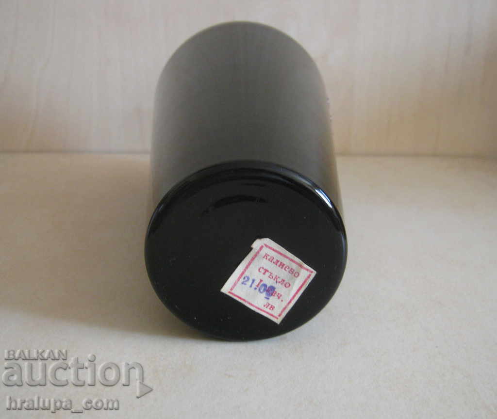 Auction Glass vase black potassium glass hand painted Auction Glass vase black potassium glass hand painted