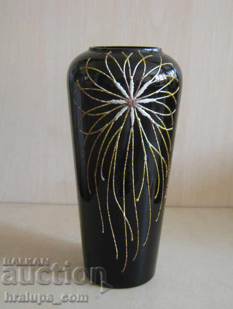 Vaza de sticlă sticlă de potasiu neagră pictată manual