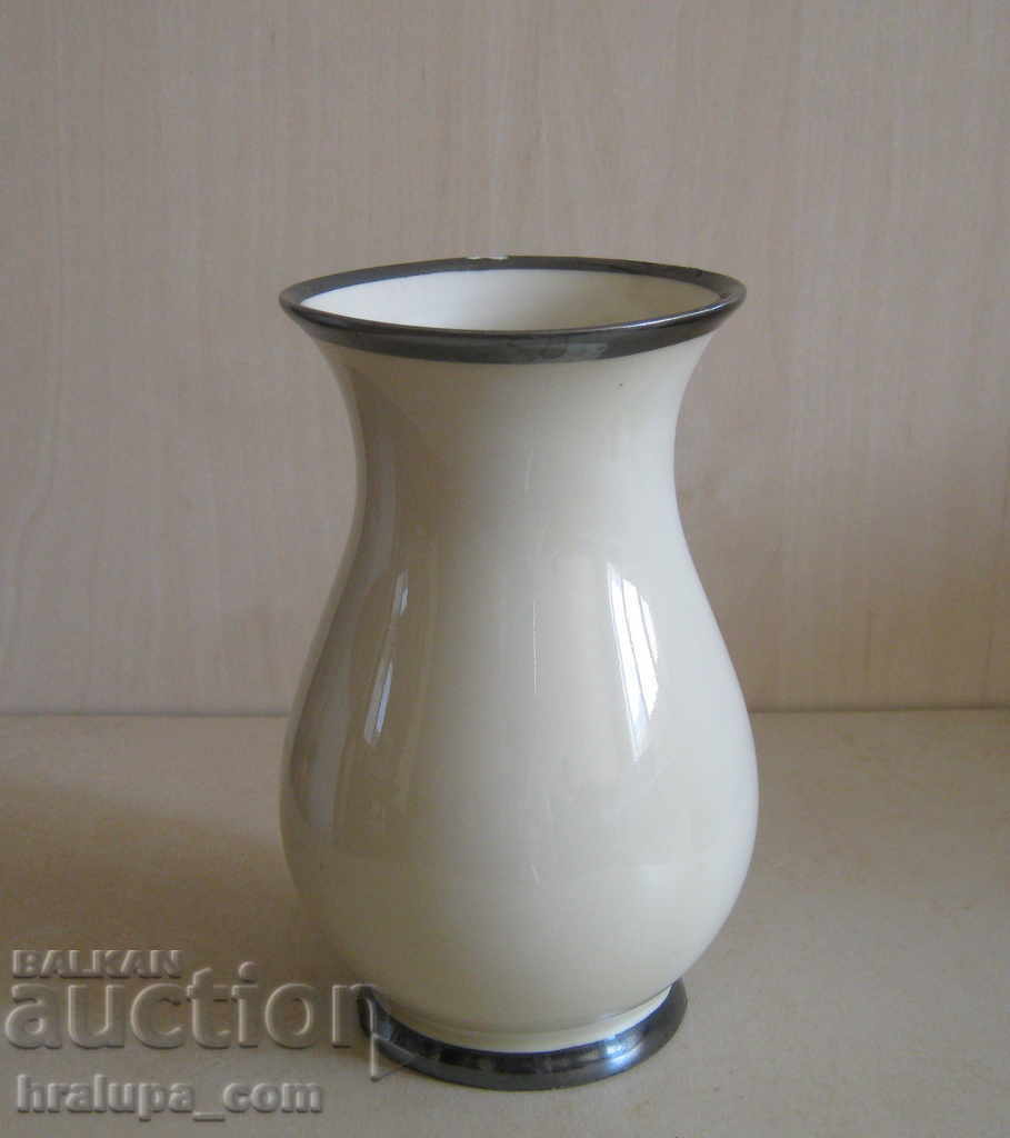 Old porcelain vase Bavaria silver edging with price 30.00 BGN | € 15.34 Old porcelain vase Bavaria silver edging with price 30.00 BGN | € 15.34