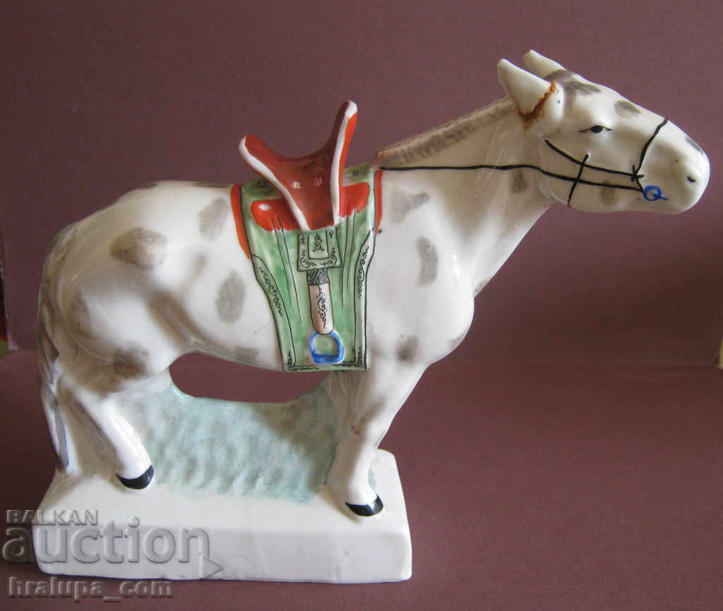 Old porcelain ceramic figure horse hand-painted