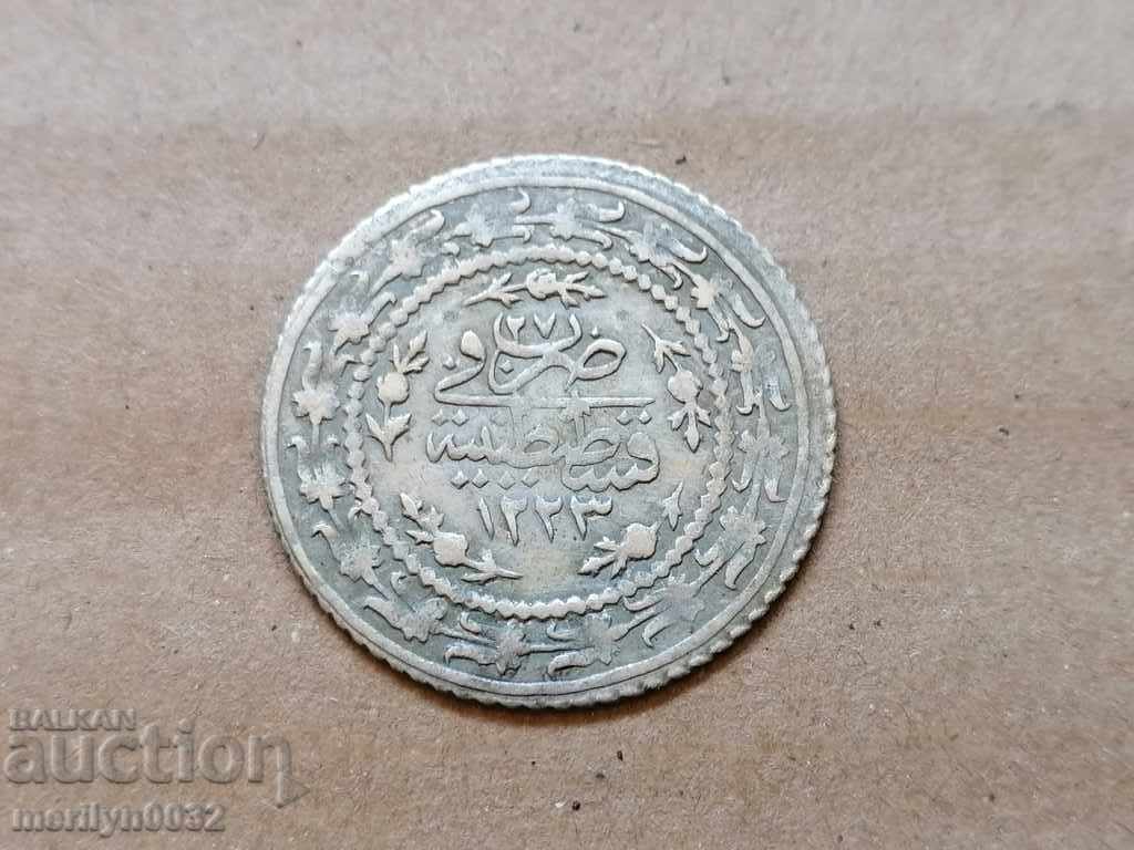 Turkish silver coin 3 grams of silver 465/1000 Mahmud 2nd with price 56.00 BGN | € 28.63