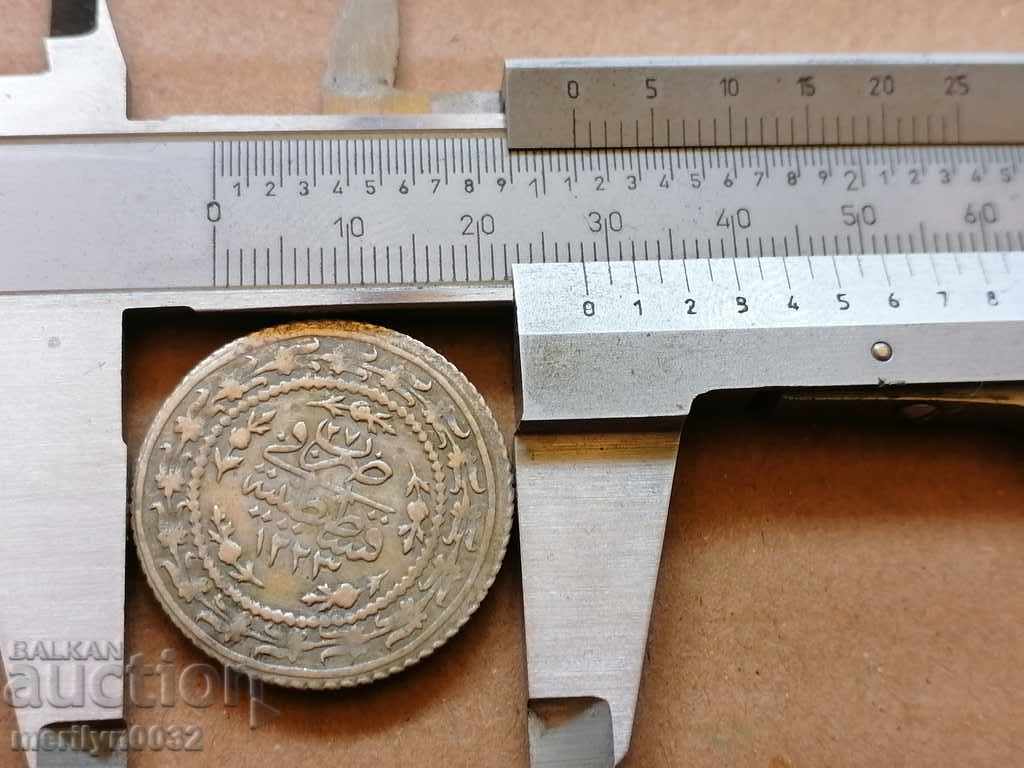 Auction  Turkish silver coin 3 grams of silver 465/1000 Mahmud 2nd