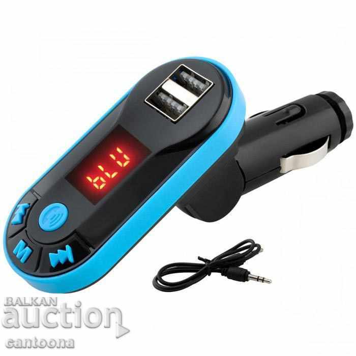 MP3-FM transmitter for car with Bluetooth, 2 x USB, Micro SD