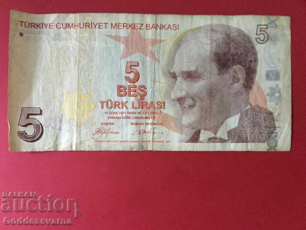 Turkey 5 Lirasi 1970 (2009) Pick 222 Ref 4504