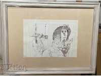1511 Emil Stoychev abstraction drawing ink signed 1984.