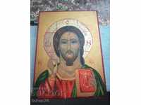 Стара ръчно рисувана икона в отлично състояние Исус Христос
