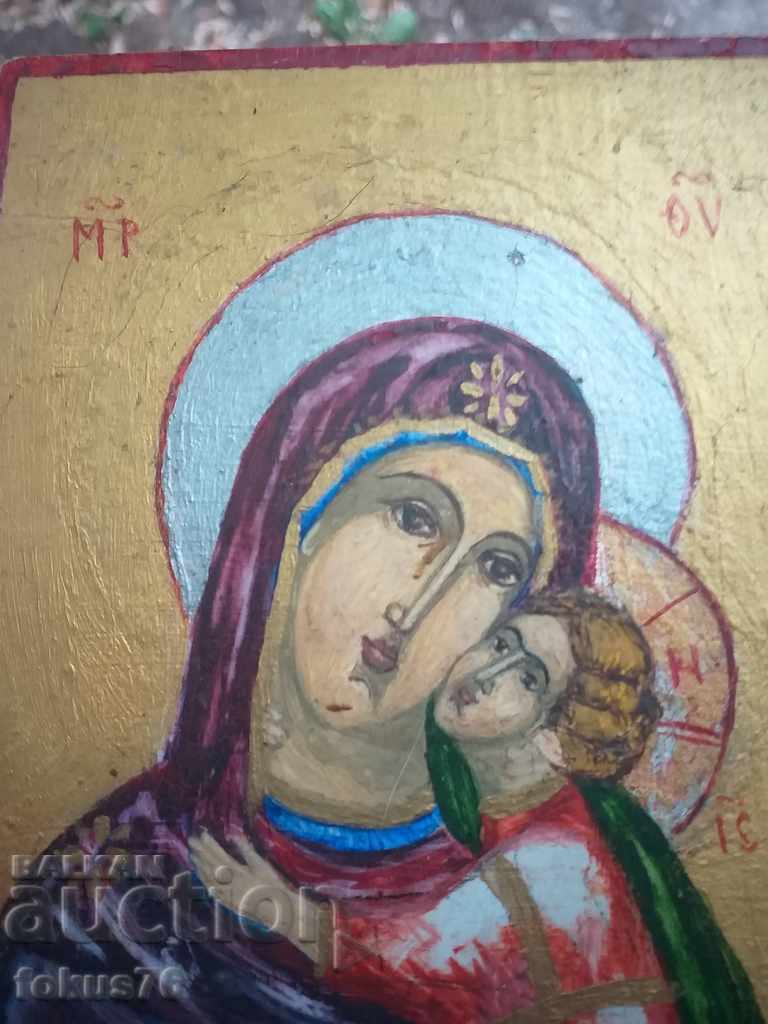 Δημοπρασία Παλιά χειροποίητη εικόνα σε άριστη κατάσταση Παναγία με Δημοπρασία Παλιά χειροποίητη εικόνα σε άριστη κατάσταση Παναγία με