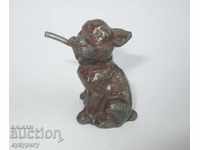Vechi mic figurină din metal figurine câine câine decor