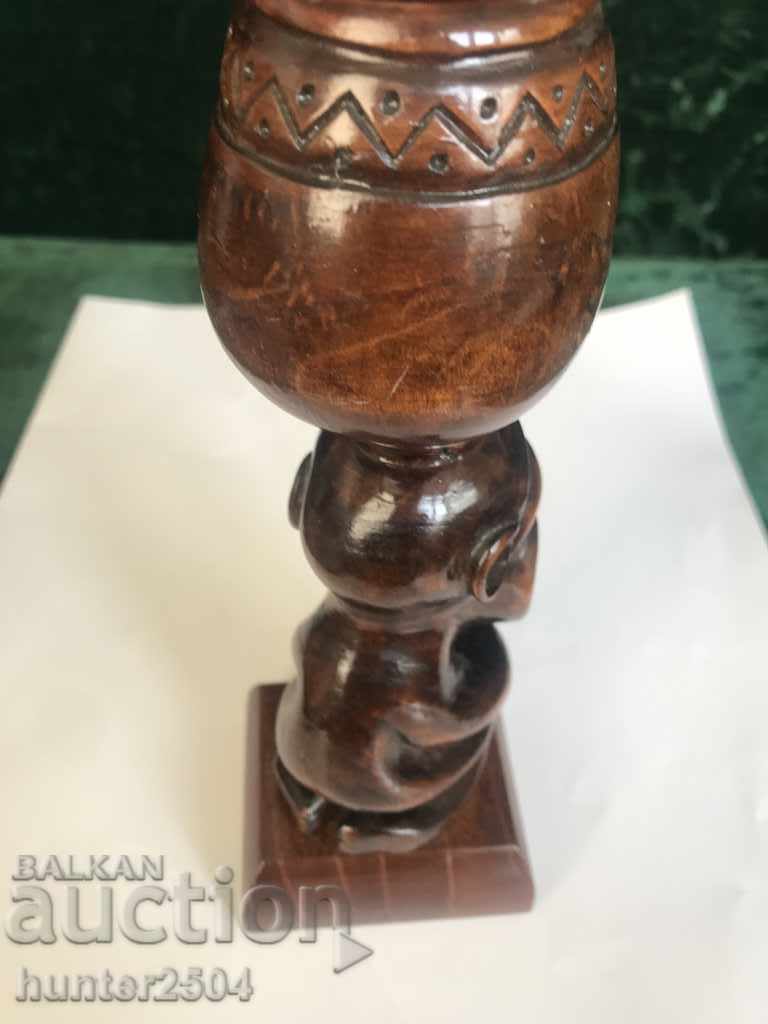 Candlestick-Africa, mahogany, 24 cm with price 24.95 BGN | € 12.76