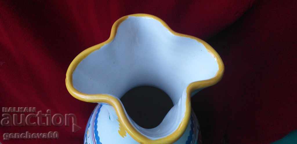 Hand-painted ceramic vase 26cm, flowers, signature with price € 21.00 | 41.07 BGN