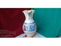 Painted ceramics, vase 26 cm. Flowers, signature
