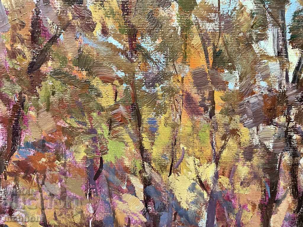 1540 Nikola Dimitrov Autumn in the park oil canvas signed with price 1000.00 BGN | € 511.29