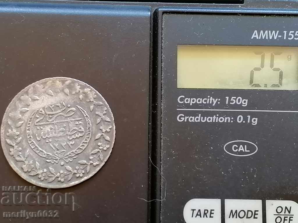 Ottoman coin 2.5 grams of silver 465/1000 Mahmud 2nd - 5 Ottoman coin 2.5 grams of silver 465/1000 Mahmud 2nd - 5