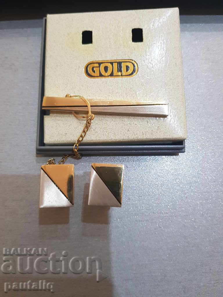 SLEEVE BUTTONS TIE NEEDLE GOLD - 5 SLEEVE BUTTONS TIE NEEDLE GOLD - 5