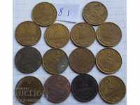 Rusia, URSS, monede 1961-91, 14 bucăți, 2 copeici
