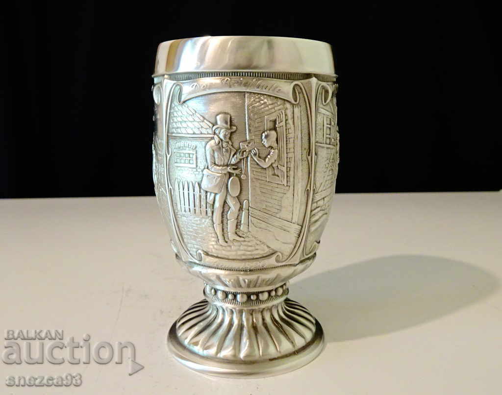 Tin wine cup, paintings for the old post offices Tin wine cup, paintings for the old post offices