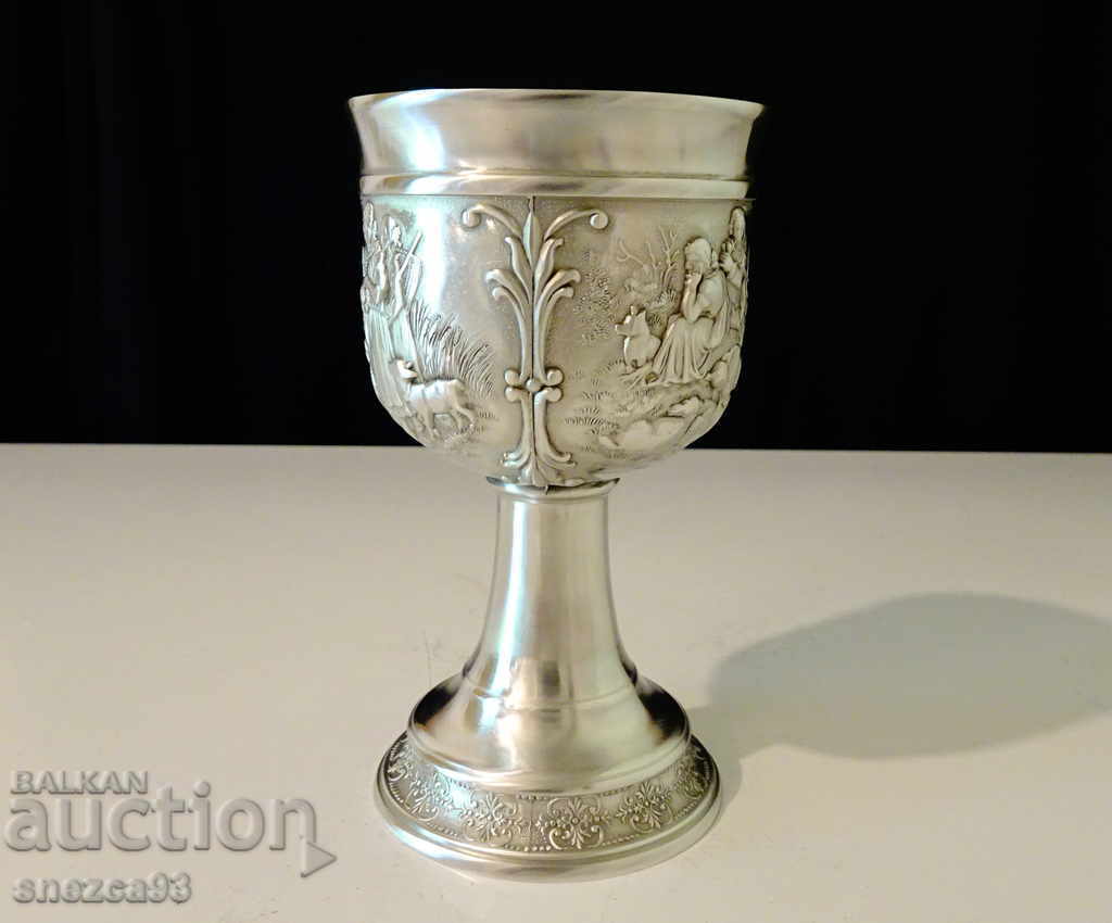 Pewter goblet, wine glass made of pewter with beautiful rural scenes with price 79.00 BGN | € 40.39 Pewter goblet, wine glass made of pewter with beautiful rural scenes with price 79.00 BGN | € 40.39