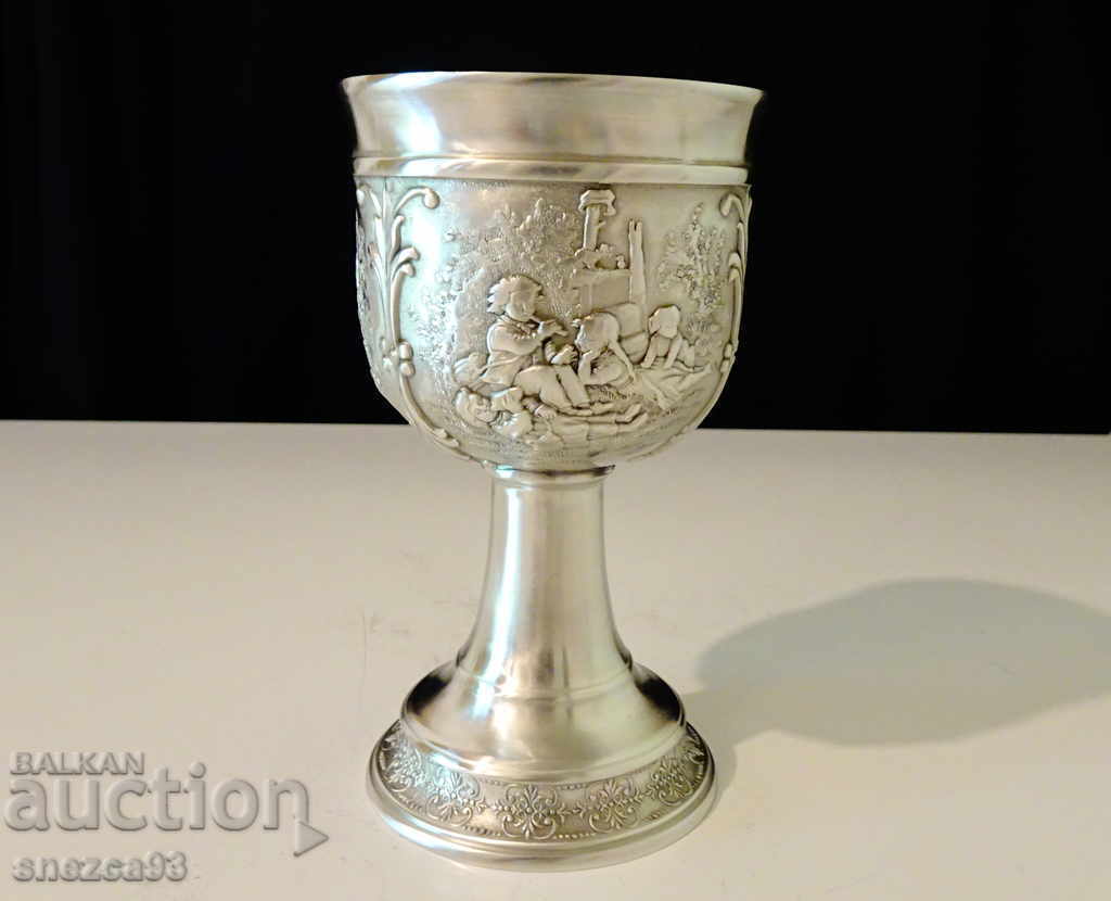 Delivery of Pewter goblet, wine glass made of pewter with beautiful rural scenes Delivery of Pewter goblet, wine glass made of pewter with beautiful rural scenes