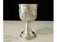 Pewter goblet with idyllic farm paintings Franz von Defreg