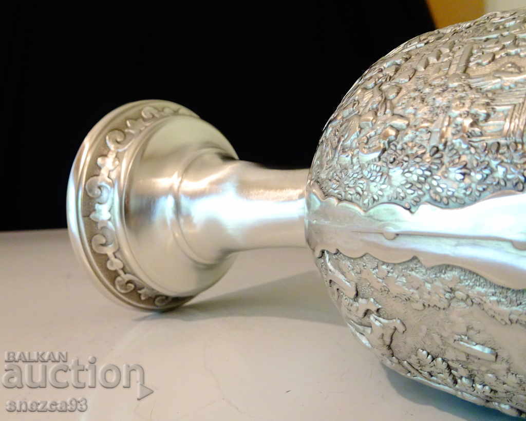 Pewter wine glass, embossed rural scenes, author's work - 5 Pewter wine glass, embossed rural scenes, author's work - 5