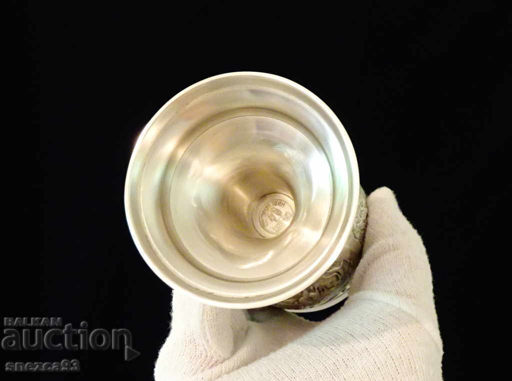 Pewter wine glass, embossed rural scenes, author's work - 6 Pewter wine glass, embossed rural scenes, author's work - 6