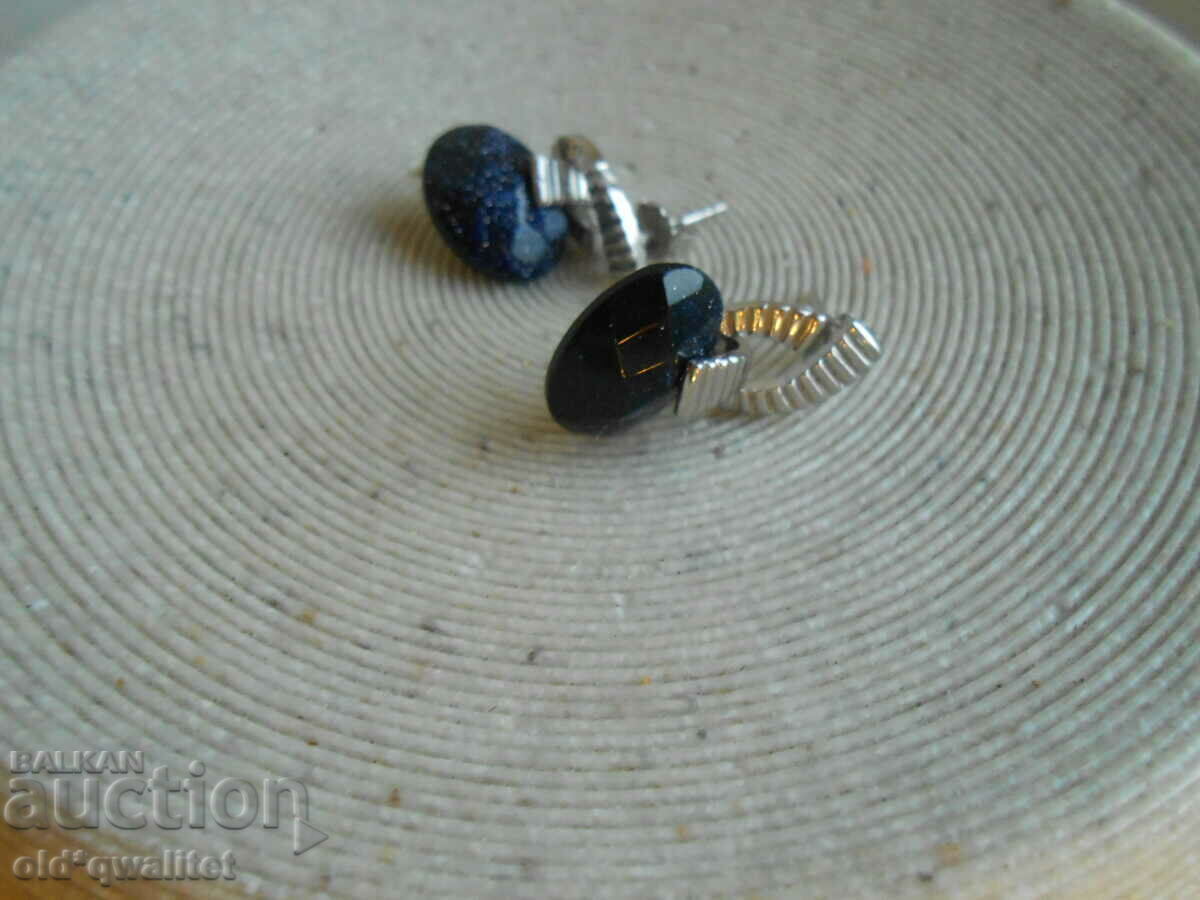 Silver EARRINGS with dark blue stones, great design with price 97.00 BGN | € 49.60 Silver EARRINGS with dark blue stones, great design with price 97.00 BGN | € 49.60