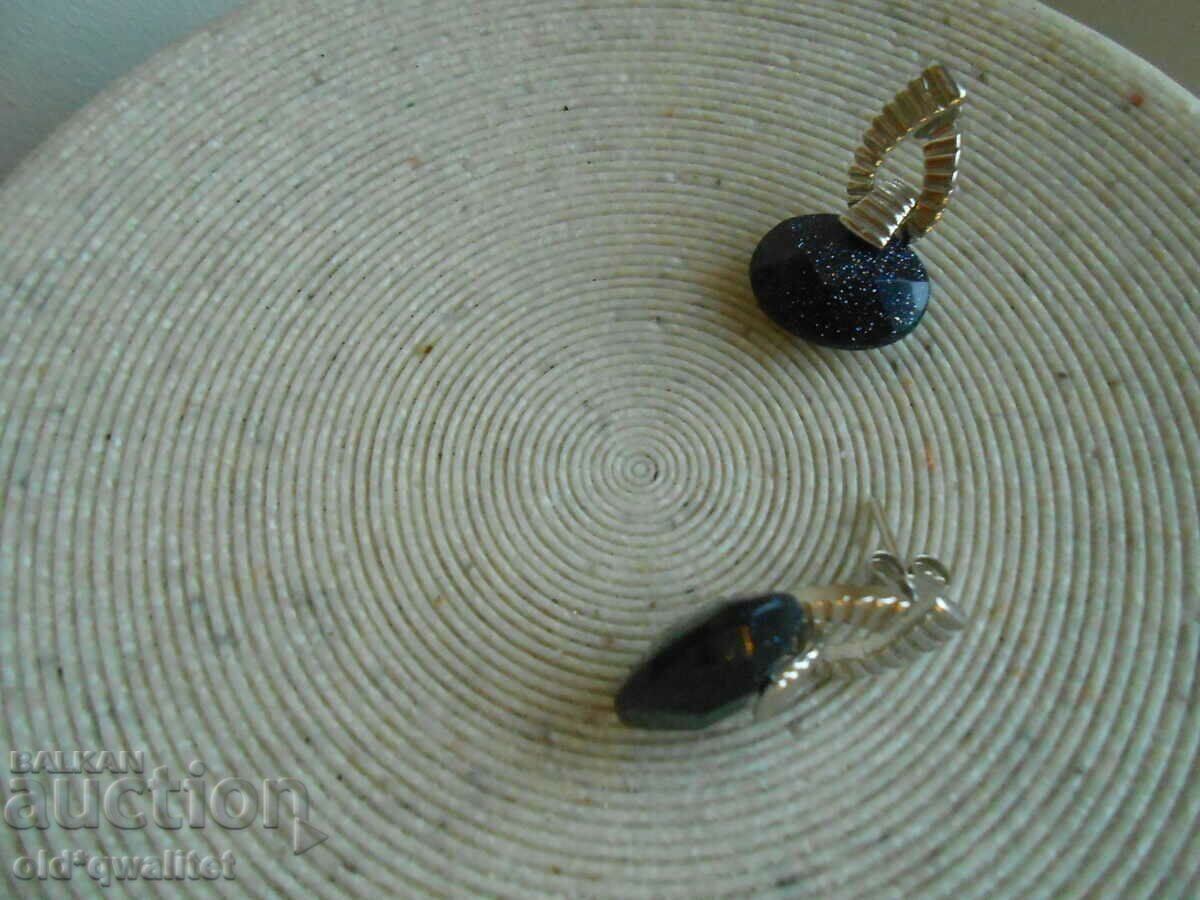 Auction Silver EARRINGS with dark blue stones, great design Auction Silver EARRINGS with dark blue stones, great design