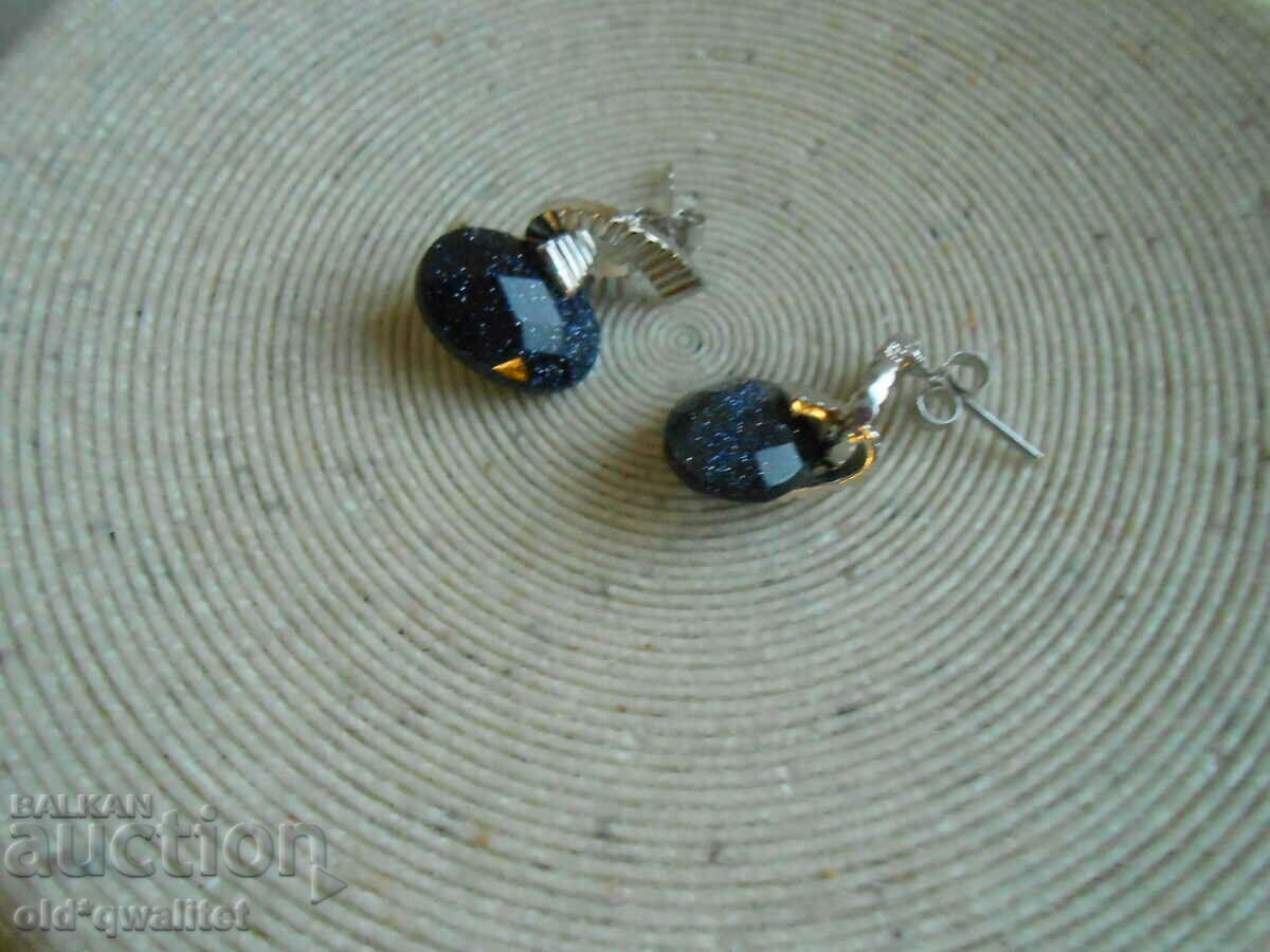 Silver EARRINGS with dark blue stones, great design