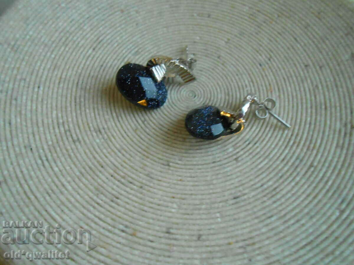 Silver EARRINGS with dark blue stones, great design Silver EARRINGS with dark blue stones, great design