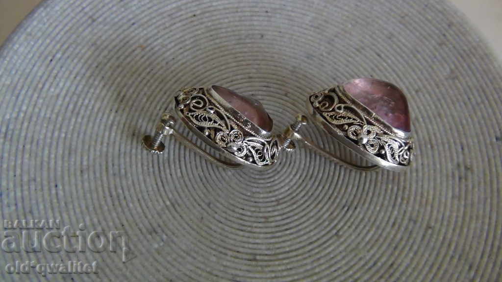 Licitație Cercei, Argint 925 cu placare cu aur si Ametist, BASTE Licitație Cercei, Argint 925 cu placare cu aur si Ametist, BASTE