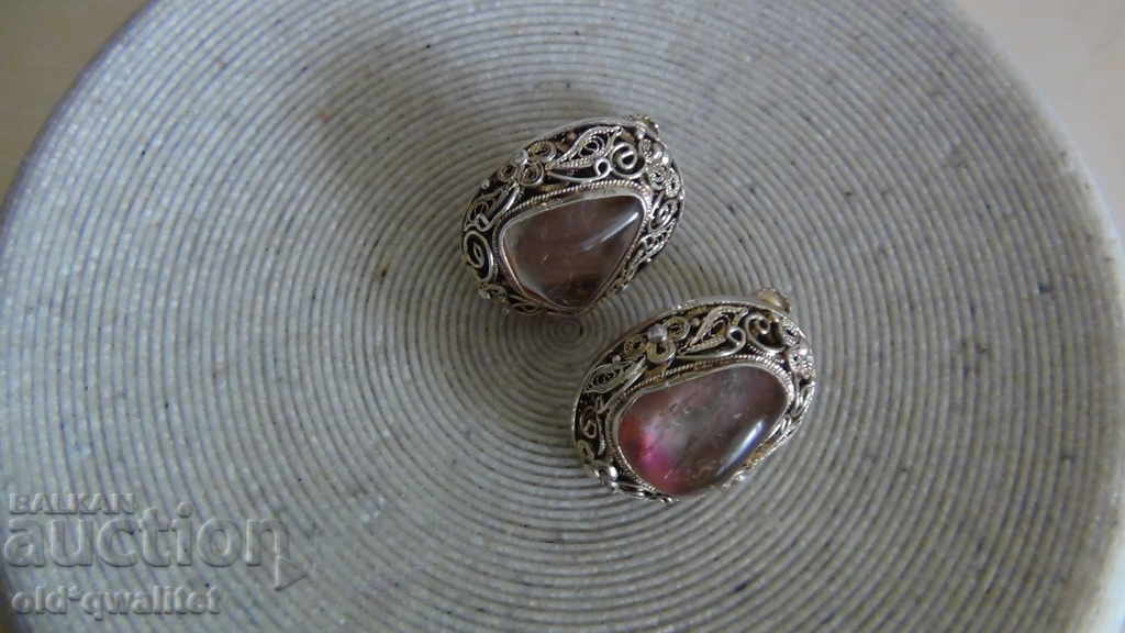 Livrarea Cercei, Argint 925 cu placare cu aur si Ametist, BASTE Livrarea Cercei, Argint 925 cu placare cu aur si Ametist, BASTE