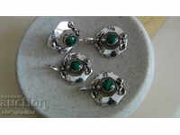 Only: Ring, 925 Silver with Malachite