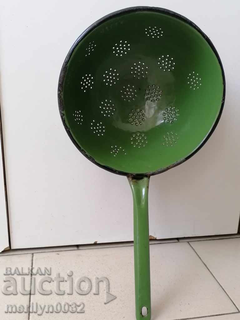 Old enamelled colander, enamelled vessel, Bulgaria - 5 Old enamelled colander, enamelled vessel, Bulgaria - 5