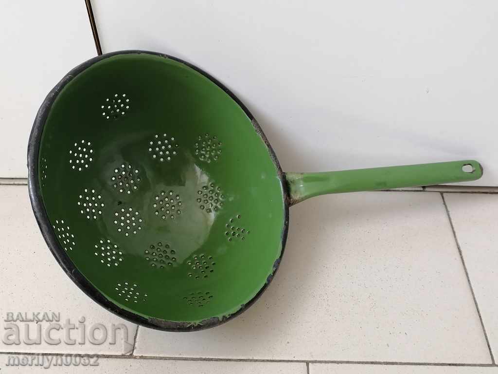 Old enamelled colander, enamelled vessel, Bulgaria - 6 Old enamelled colander, enamelled vessel, Bulgaria - 6