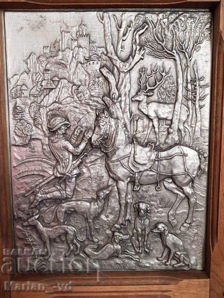 Antique German embossed and engraved lead-zinc painting with price 140.00 BGN | € 71.58