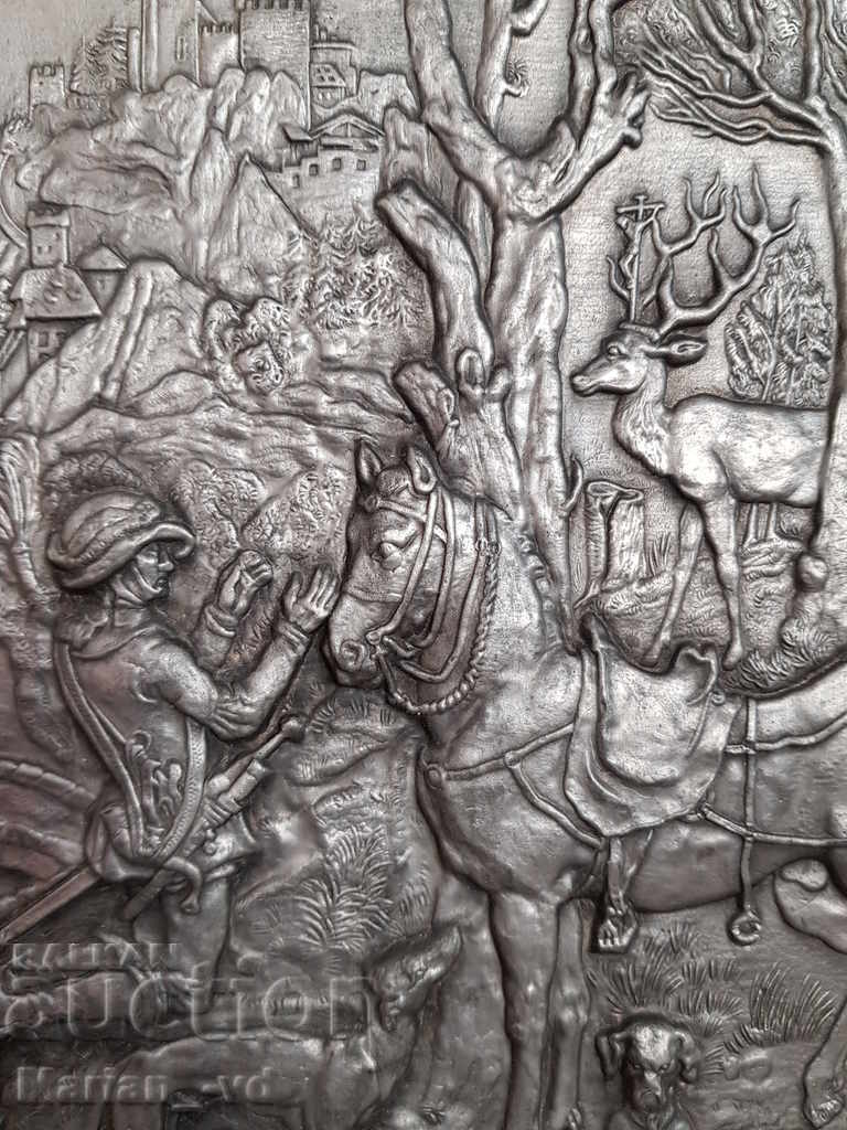 Auction  Antique German embossed and engraved lead-zinc painting