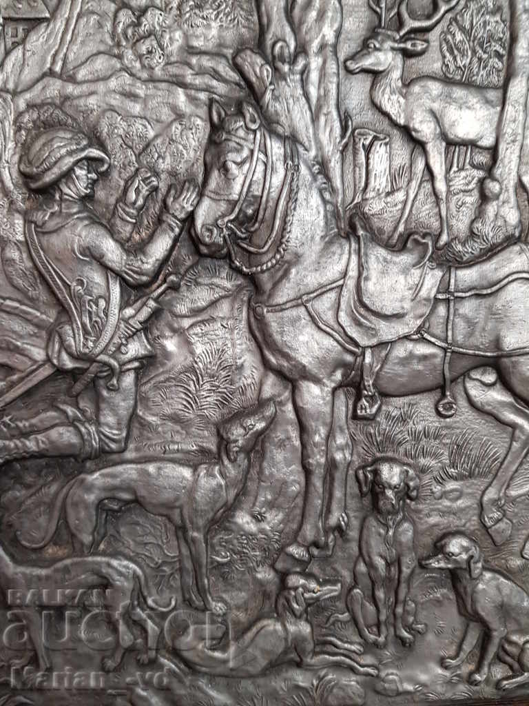 Delivery of Antique German embossed and engraved lead-zinc painting